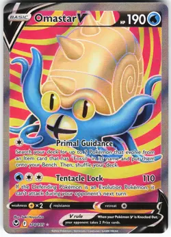 Omastar V (Full Art) 174/195 Pokemon SWSH12: Silver Tempest Holo Ultra Rare NM - Image 1
