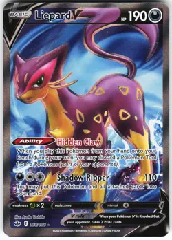 Liepard V (Full Art) 180/198 Pokemon SWSH06: Chilling Reign Holo Ultra Rare NM - Image 1