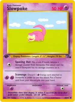 Slowpoke 55/62 Common Fossil 1st Edition Non Holo Pokemon Card - Image 1