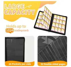 Premium 1000+ Pockets Trading Card Binder, 16-Pocket Ringless Side-Loading Album - Image 4