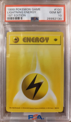1999 Pokemon Base Set 100/102 Lightning Energy PSA 10 1st Ed Shadowless GEM - Image 1