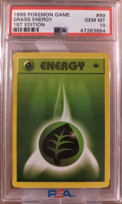 1999 Pokemon Base Set 1st Edition Shadowless Grass Energy 99/102 PSA 10 GEM MINT - Image 1