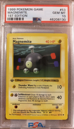 1999 Pokemon Base Set 1st Edition Shadowless Magnemite 53/102 - PSA 10 GEM MINT - Image 1