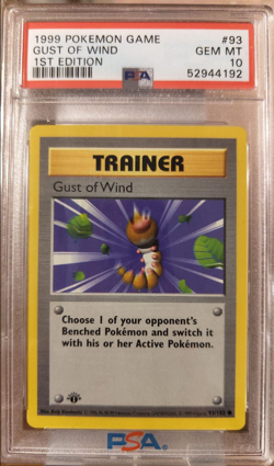1999 Pokemon Gust of Wind Base Set Shadowless 1st Edition 93/102 PSA 10 Gem Mint - Image 1