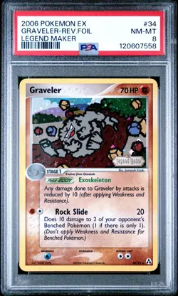 2006 POKEMON EX LEGEND MAKER 34 GRAVELER-REVERSE FOIL PSA 8 NM-MT - Image 1