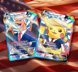 Pika Trump & TrumpZard Combo - Custom Holographic Fan Art Cards - Image 1