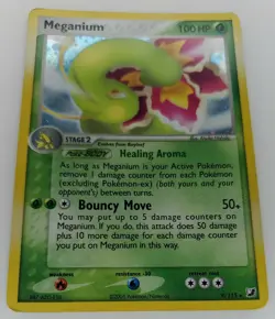 2005 Meganium Ex Unseen Forces 9/115 Holo Rare Used Pokemon Card - Image 2