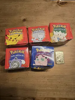 Pokemon 1999 23k Gold Plated Trading Cards COMPLETE SET Burger King Red Box Ed. - Image 1