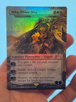 1X FOIL Miku, Divine Diva BORDERLESS MINT MTG Magic Hatsune Miku Secret Lair - Image 1