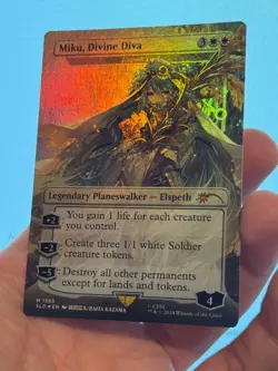 1X FOIL Miku, Divine Diva BORDERLESS MINT MTG Magic Hatsune Miku Secret Lair - Image 2