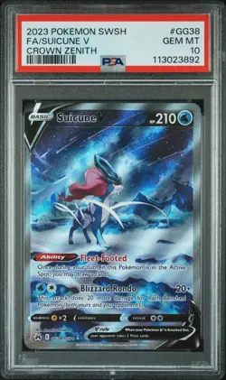 PSA 10 Suicune V Full Art #GG38 Pokemon Crown Zenith Galarian Gallery NEW CERT - Image 1