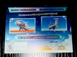 POKEMON SCARLET / VIOLET - SHINY MIRAIDON OR SHINY KORAIDON SERIAL CODE RARE - Image 1