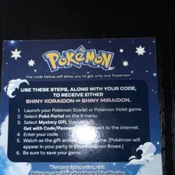 POKEMON SCARLET / VIOLET - SHINY MIRAIDON OR SHINY KORAIDON SERIAL CODE RARE - Image 2