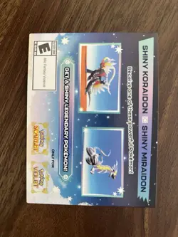 Pokemon Scarlet/Violet Serial Codes Shiny Miraidon & Koraidon In-hand - Image 1