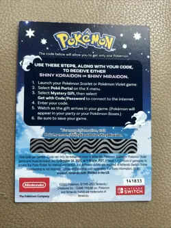 Shiny Miraidon Koraidon Code GameStop Pokemon Promo NM Not Scratched - Image 2