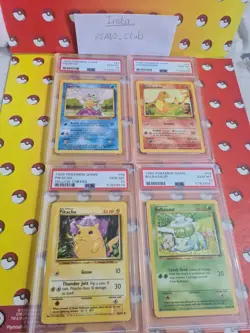 Psa 10 Pokemon Base Set Charmander Squirtle Bulbasaur Pikachu Starters 1999 Rare - Image 1