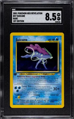 SGC 8.5 NM MINT + Suicune 27/64 Neo Revelation 1st Edition Rare Vintage Pokemon - Image 1