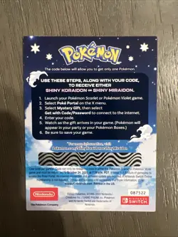 Shiny Miraidon Koraidon Code GameStop Pokemon Promo NM Not Scratched - Image 2