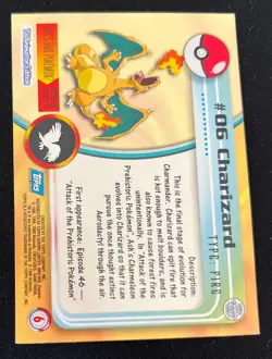 1999 Topps Pokemon TV Animation Edition Charizard Non-Holo #06 Blue Logo - Image 3