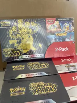 Pokemon Surging Sparks ETB + Booster Bundle Costco 2-pack Sealed - Image 1