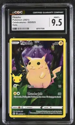 Pokemon Pikachu Holo Rare Full Art 005/025 Celebrations CGC Mint + 9.5 - Image 1