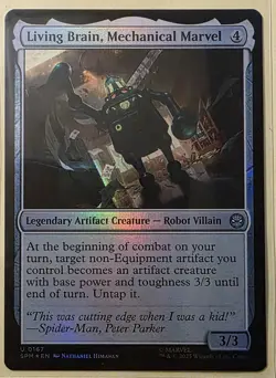NM Foil Living Brain, Mechanical Marvel, MTG, Marvel's Spider-Man, Magic, 167 - Image 1