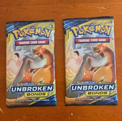 POKEMON SUN & MOON UNBROKEN BONDS Sealed 10-Card BOOSTER PACK (2 packs) - Image 1