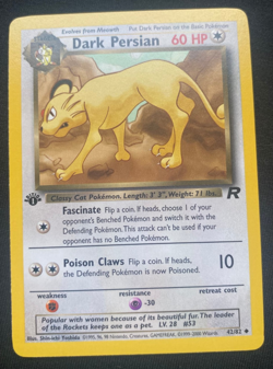 Pokemon Card Dark Persian Team Rocket 1st Edition Uncommon 42/82 (NM) - Image 1