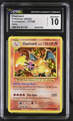 CGC 10 GEM MINT Charizard 2016 Evolutions 11/108 Holo Pokemon Card - Image 1