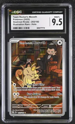 CGC 9.5 Team Rocket's Meowth 203/182 IR Destined Rivals Pokemon Card - Image 1