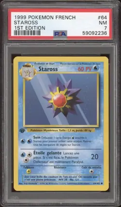 1999 Pokemon FRENCH 1st Edition Base Set Staross-Starmie 64/102 PSA 7 NM - Image 1