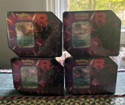 SET OF (4) Destined Rivals Team Rocket Tin (Nidoking ex) - Sealed New - Pokemon - Image 1