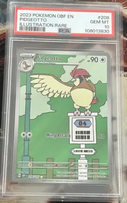 2023 POKEMON OBF EN-OBSIDIAN FLAMES ILLUSTRATION RARE #208 PIDGEOTTO PSA 10 - Image 1