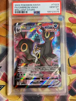 2022 POKEMON SWORD & SHIELD BRILLIANT STARS #TG23 FULL ART/UMBREON VMAX PSA 10 - Image 1