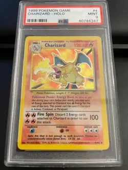 1999 Pokemon Game Charizard - Holo PSA 9 MINT 4/102 English WOTC Base Set - Image 1