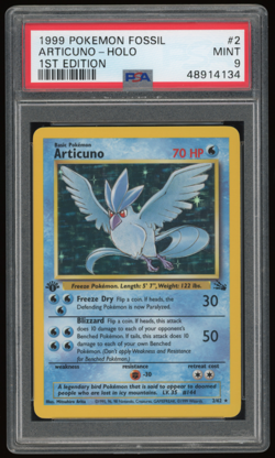 1999 POKEMON FOSSIL 1ST EDITION 2/62 ARTICUNO HOLO PSA 9 - Image 1