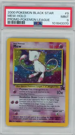 2000 Pokemon Black Star Mew 9/53 Holo Promo Pokemon League PSA 9 - Image 1