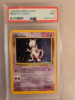PSA 9 Mewtwo 1999 Pokemon Base Set #10/102 Unlimited Holo Rare - Image 1