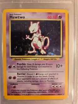 PSA 9 Mewtwo 1999 Pokemon Base Set #10/102 Unlimited Holo Rare - Image 2