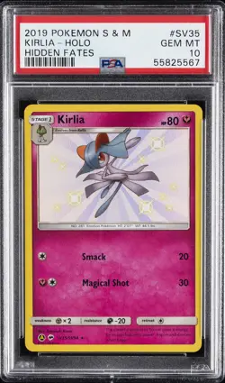 2019 POKEMON SUN & MOON HIDDEN FATES #SV35 KIRLIA-HOLO PSA 10 - Image 1