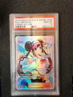 PSA 10 Rosa Full Art Trainer 2019 Pokemon Sun & Moon Cosmic Eclipse #236 - Image 1