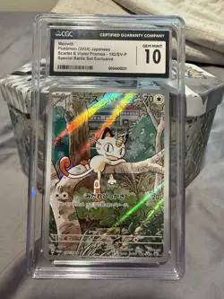 CGC 10 Meowth 192/SV-P Promo Special Battle Set Exclusive Japanese Pokemon - Image 1