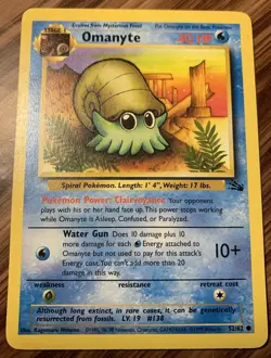 Omanyte 52/62 Fossil Pokemon TCG 1999 Card Common - Image 1
