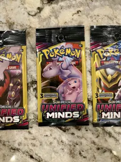 Pokemon Sun & Moon Unified Minds (4) 3-Card Booster Packs Art Set 2019 Sealed - Image 4