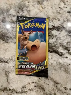 Pokemon Sun & Moon Team Up Booster Pack ( 3 Card Mini Pack ) Eevee and Snorlax - Image 1