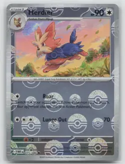 Pokemon Card Herdier (Poke Ball Pattern) Common SV: White Flare 075/086 NM - Image 1