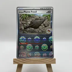 Antique Plume Fossil 079/086 White Flare Pokeball Pattern Holo Pokemon TCG Card - Image 1