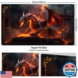 DEGDFSGR MTG Playmat with Zones - 24 x 14 inches, Non-Slip Rubber Base Comman - Image 2