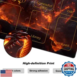 DEGDFSGR MTG Playmat with Zones - 24 x 14 inches, Non-Slip Rubber Base Comman - Image 3