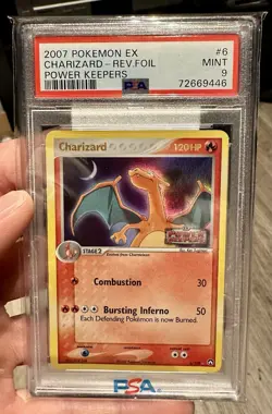 2007 POKEMON EX POWER KEEPERS #6 CHARIZARD-REVERSE FOIL PSA 9 - Image 1
